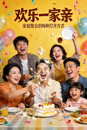 喜剧电影封面：搞笑家庭聚会中的乌龙事件与欢乐时刻